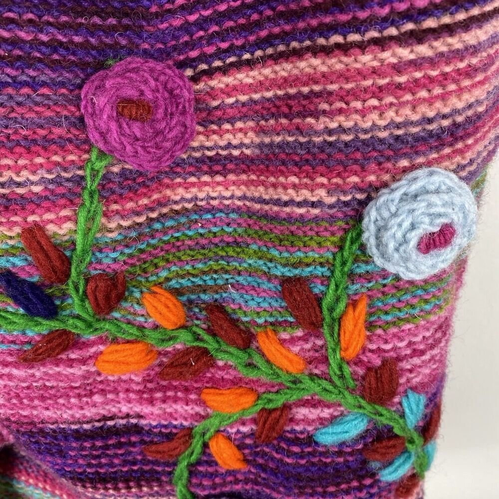 Greater Good Flower Crossbody Bag Purse Retro 100% Wool Hippie Boho Messenger - Picture 3 of 8